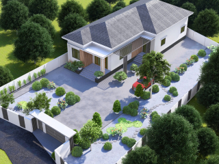 Nhà biệt thự sân vườn mái Nhật ở Tân Uyên